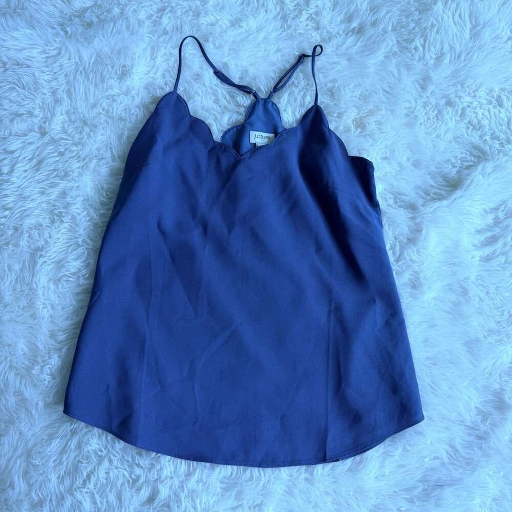 J.Crew Scalloped Racerback Cami Top Blue Size 0